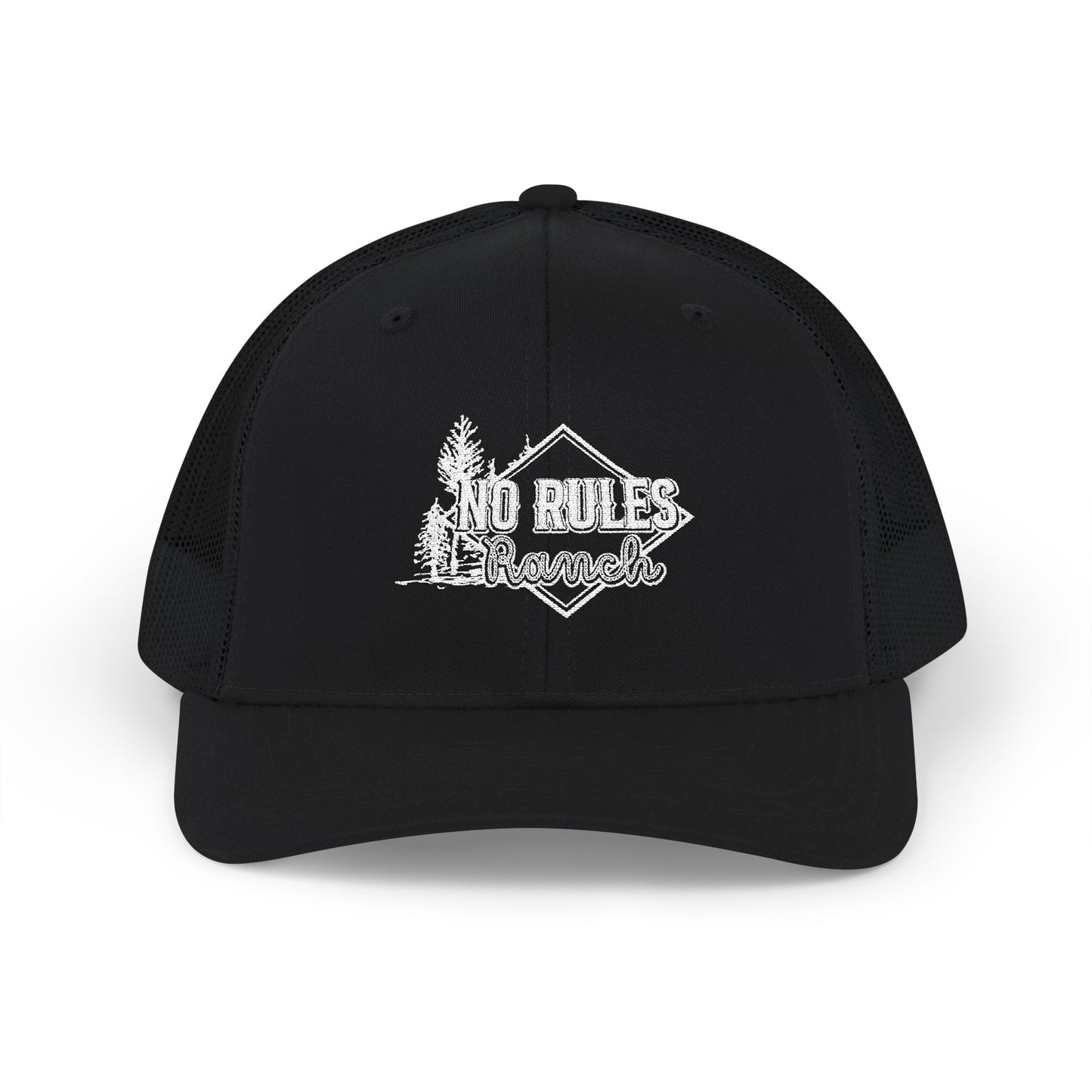 Embroidered Trucker Cap — Black and White / All Black