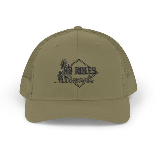 Embroidered Trucker Cap — Charcoal / Army Green
