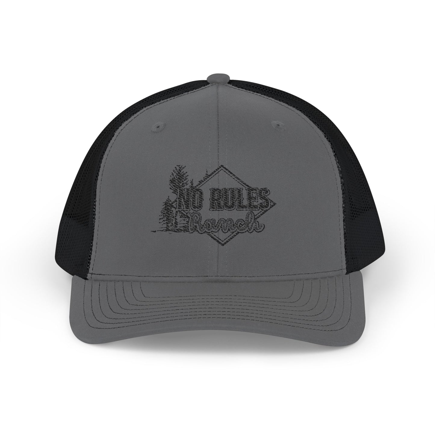 Embroidered Trucker Cap — Charcoal / Army Green