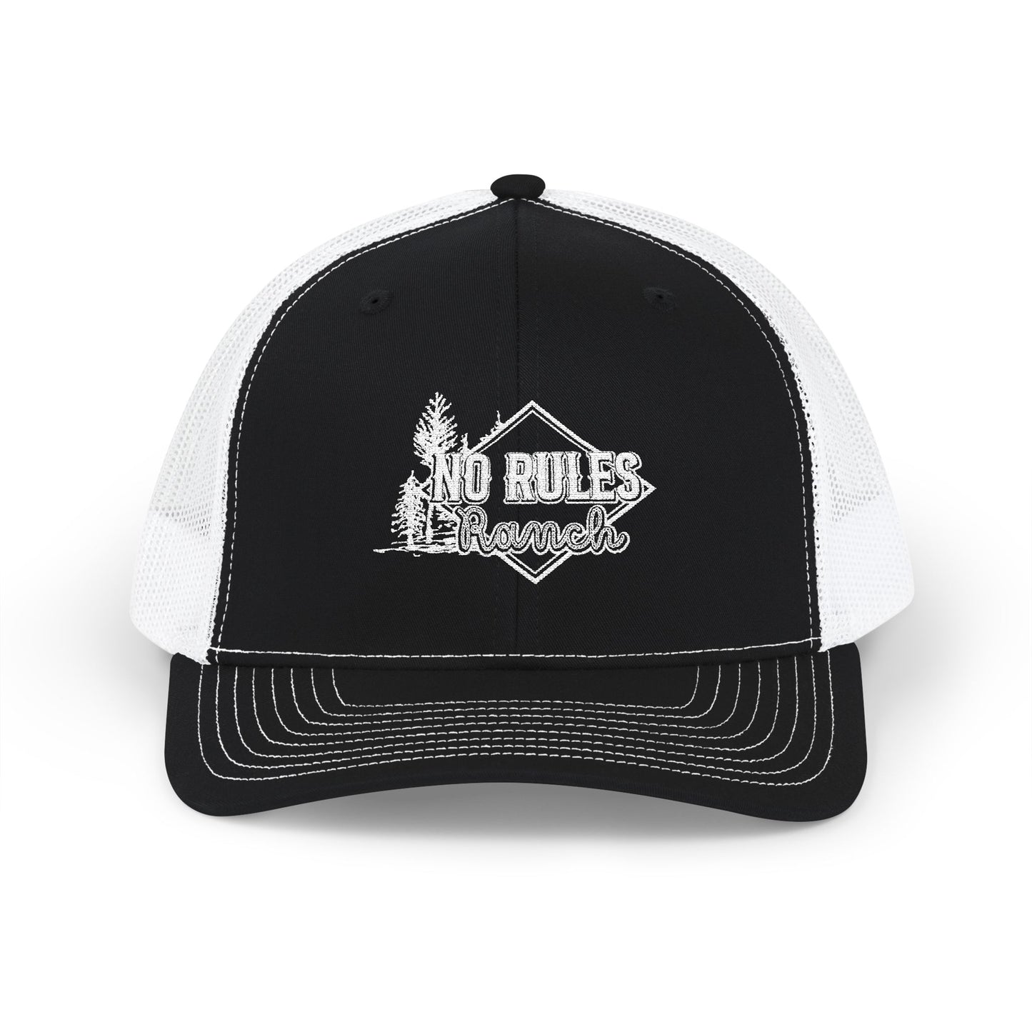 Embroidered Trucker Cap — Black and White / All Black
